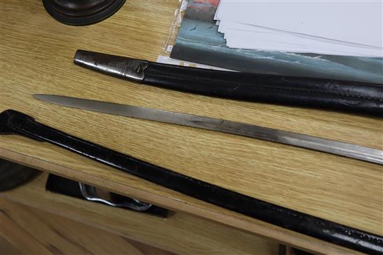 A bayonet and a Naval sword